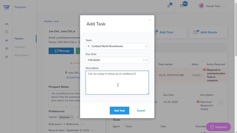 FUNNEL - Adding Tasks